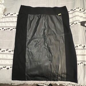 Black midi Pencil Skirt faux Leather XL 14/16